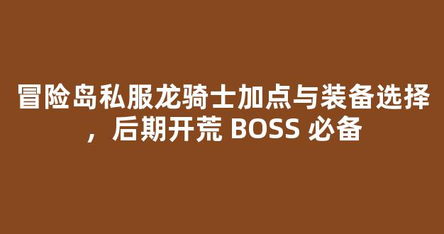 冒险岛私服龙骑士加点与装备选择，后期开荒 BOSS 必备